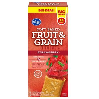 Soft Baked Fruit & Grain Strawberry Cereal Bars, 36 Count