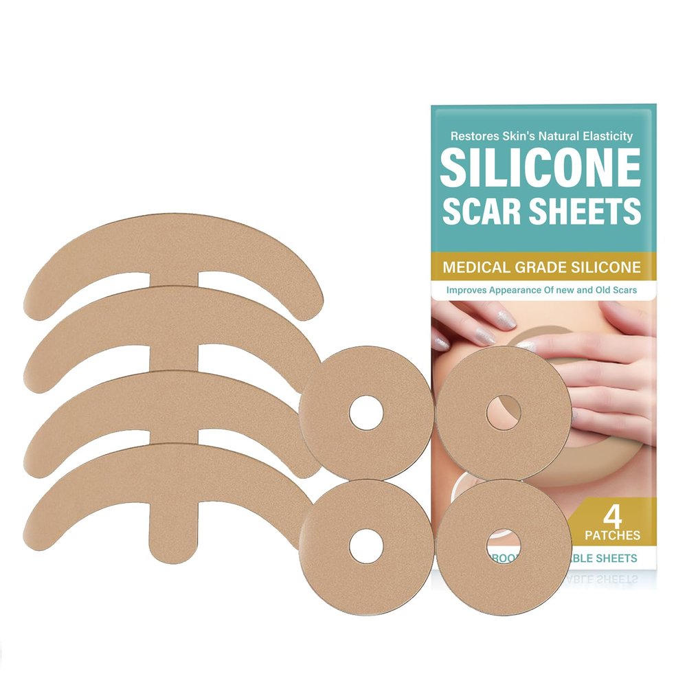 Breast Silicone Scar Sheets for Post-Surgery Skin Care, 4 Pair