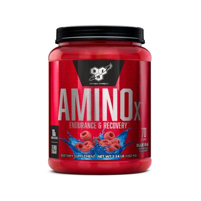 BSN Amino X Muscle Recovery & Endurance Powder with BCAAs, 10 Grams of Amino Acids, Keto Friendly, Caffeine-Free, Support Endurance, Zero Sugar, Blue Raz, 70 servings, 35.84 Ounce (Packaging May Vary)