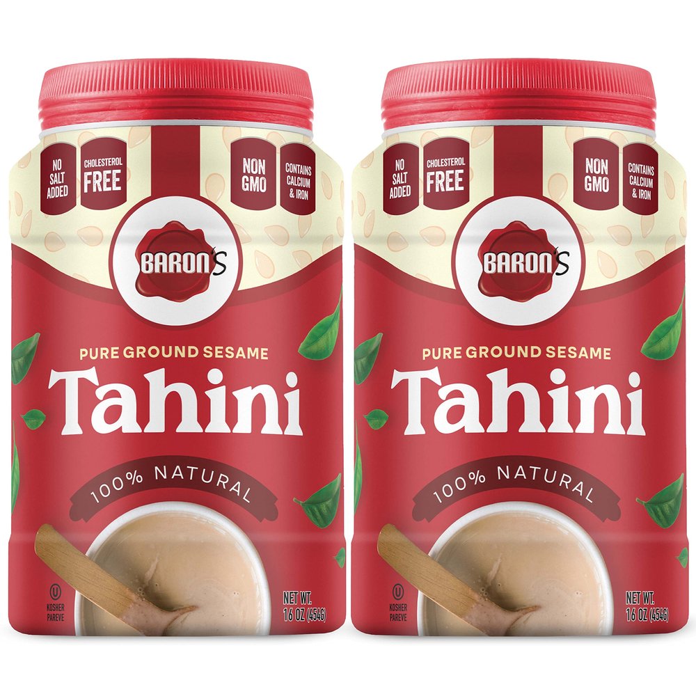Baron's Kosher 100% Pure Ground Sesame Tahini 16-ounce Jars (1 Pound (Pack of 2))