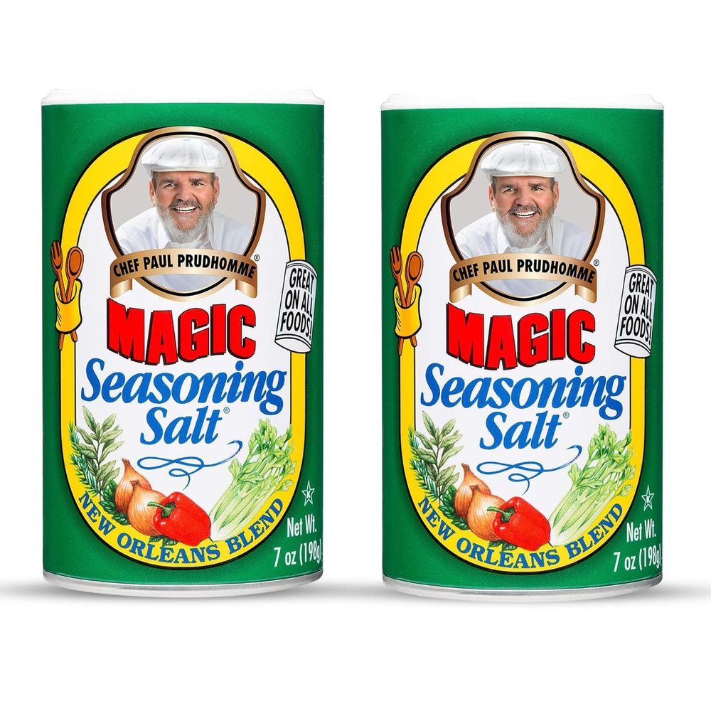 Chef Paul Magic Seasoning Salt New Orleans Blend | All-Purpose Seasoned Salt | Seasoning Salt for Meat, Vegetables & Snacks | Chicken Salt & Garlic Salt Alternative | Popcorn Salt | 7 oz (Pack of 2)