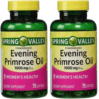 BBEEAAUU Spring Valley - Evening Primrose Oil 1000 mg,Twin Pack 150 Total Softgels