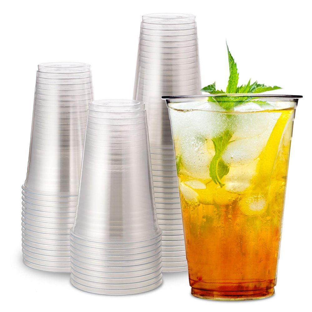 [1000 COUNT]HAKOWARE by Harvest Pack 20 oz Ultra Clear Disposable Plastic Cold Cups for Wedding & Party, Plastic Cocktail Cup, Disposable Clear Cups for Iced Coffee & Cold Beverage