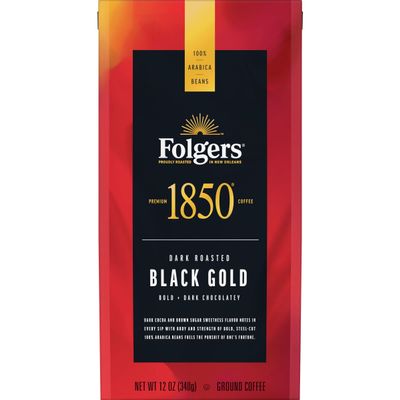 1850 by Folgers Black Gold Dark Roast Ground Coffee, 12 Ounces (Pack of 6)