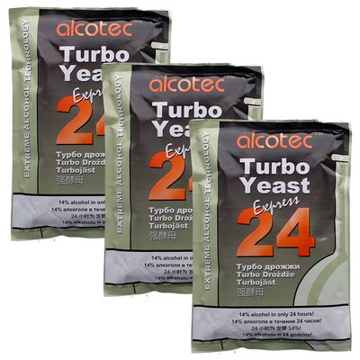 Alcotec 24-hour Turbo Yeast, 205 grams (Pack of 3)