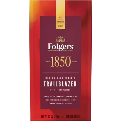 1850 by Folgers Trailblazer Medium Dark Roast Ground Coffee, 12 Ounces (Pack of 6)