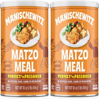 Manischewitz Matzo Meal, 16 oz Resealable Canister, (2 Pack - Total 2lbs) Kosher for Passover