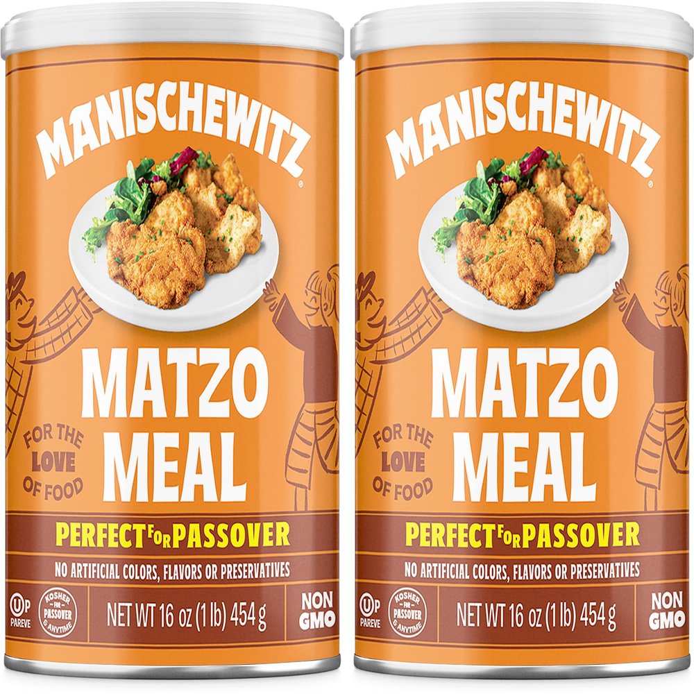 Manischewitz Matzo Meal, 16 oz Resealable Canister, (2 Pack - Total 2lbs) Kosher for Passover