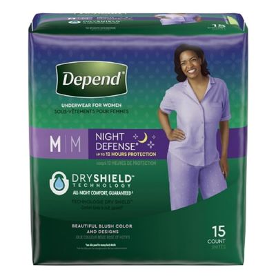 Depend Night Defense Incontinence Overnight Underwear for Women, M, 15 Count
