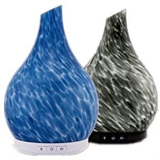 120ml Black Glass Essential Oil Diffuser, Ultrasonic Humidifier - Aromatherapy, Waterless Auto Shut Off, Intermittent Spray Mode, 7 Changing Light Colors