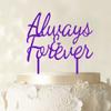 Always & Forever Custom Wedding Cake Topper Personalized Glitter Purple Cake Topper Color Option Available 6"-7" Inches Wide view 1
