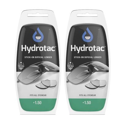 Hydrotac OPTX 20/20 Stick On Magnification Reusable Bifocal Lenses - +1.50 Diopter (Pack of 2)