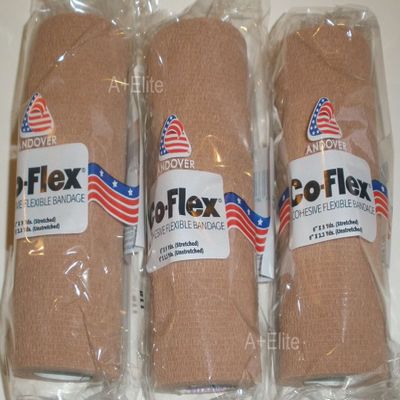 Andover CO-Flex 6"x5Yds Tan Flesh 3-Pack Cohesive Flexible Elastic Latex Bandage Compression Self Adherent Wrap Kids Children Vet Animals Pets Cats Dogs Horses 3600TN