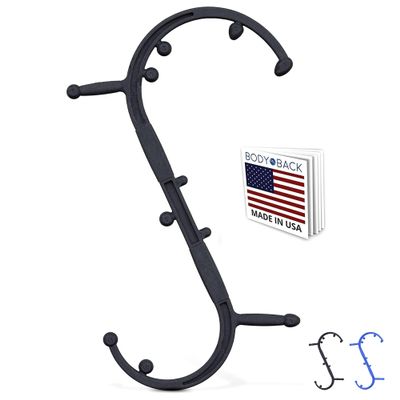 Body Back Buddy Elite USA Made Trigger Point Massage Tool, Shoulder Neck Back Handheld Self Massager, Manual Massage Cane, Hook, Muscle Knot Remover with Instructions, Patented (Black)