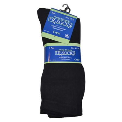 Black Diabetic Socks for Men XL Socks Mens 13-16 Non Binding Crew Socks - 6 Pairs Large Cotton Socks for Diabetes Men's Diabetic Dress Socks Extra Large