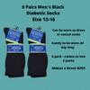 Black Diabetic Socks for Men XL Socks Mens 13-16 Non Binding Crew Socks - 6 Pairs Large Cotton Socks for Diabetes Men's Diabetic Dress Socks Extra Large view 3