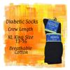 Black Diabetic Socks for Men XL Socks Mens 13-16 Non Binding Crew Socks - 6 Pairs Large Cotton Socks for Diabetes Men's Diabetic Dress Socks Extra Large view 4