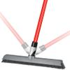 2-in-1 Silicone Rubber Broom Carpet Rake and Squeegee - Swivel Pet Hair Removal Broom with 1 Piece Long Handle - Slanted Side Bristles for Corners - Multipurpose Broom for Carpet, Hardwood Floor, Tile view 1