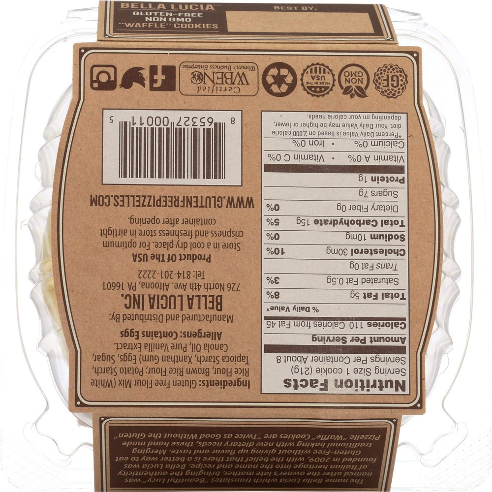 Bella Lucia Gluten Free Pizzelles, Vanilla, 6 Ounce