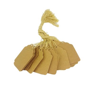 100 Pcs of Paper String Tags, Price Tags, Elegant String Tags Perfect for Gifts, Promotions, Events, or Boutique (1 7/8" x 1 1/4", Natural Kraft)
