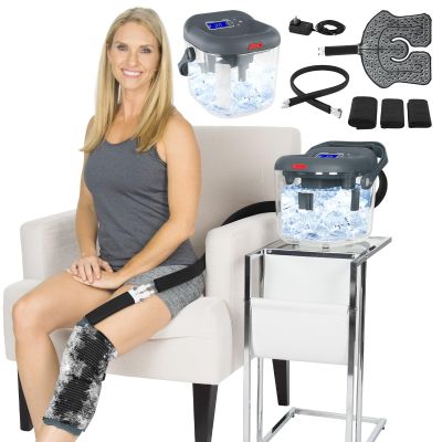 Vive Ice Machine for Knee & Shoulder After Surgery - Cold Therapy for Knee & Hip Replacement - Large Cryotherapy Pad with Quiet Pump - Flexible Cuff Unit for Ankle, Cervical, Back, Leg, ACL