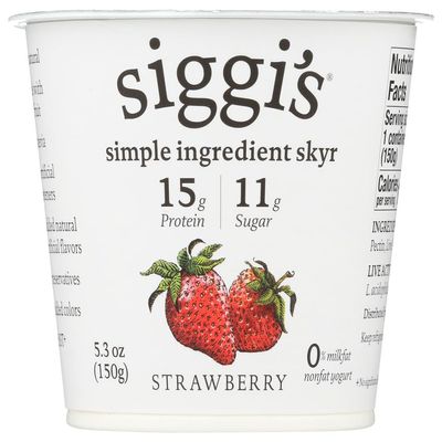 Siggis Strained Non-Fat Yogurt, Strawberry, 5.3 Ounce (Pack of 12)