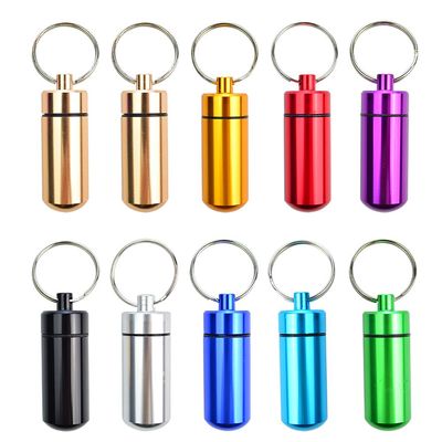 10 Pcs Portable Pill Case, Bantoye Waterproof Aluminum Holders Storage Container with Keychain for Outdoor Camping Traveling, Multicolor