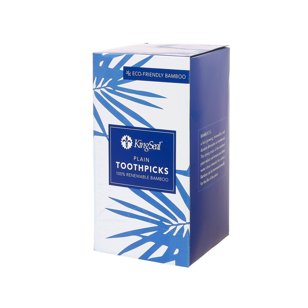 4000 Count | KingSeal Individually Paper Wrapped Bamboo Plain Toothpicks, Unflavored, 2.5 inch length, 100% Renewable, Bulk Pack - 4 Boxes x 1000