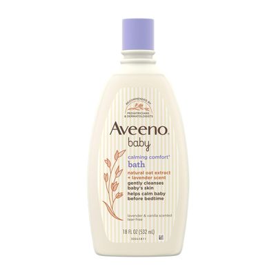 Aveeno Baby Calming Comfort Bath & Wash with Relaxing Lavender & Vanilla Scents & Natural Oat Extract, Hypoallergenic & Tear-Free Formula, Paraben-, Phthalate- & Soap-Free, 18 fl. oz