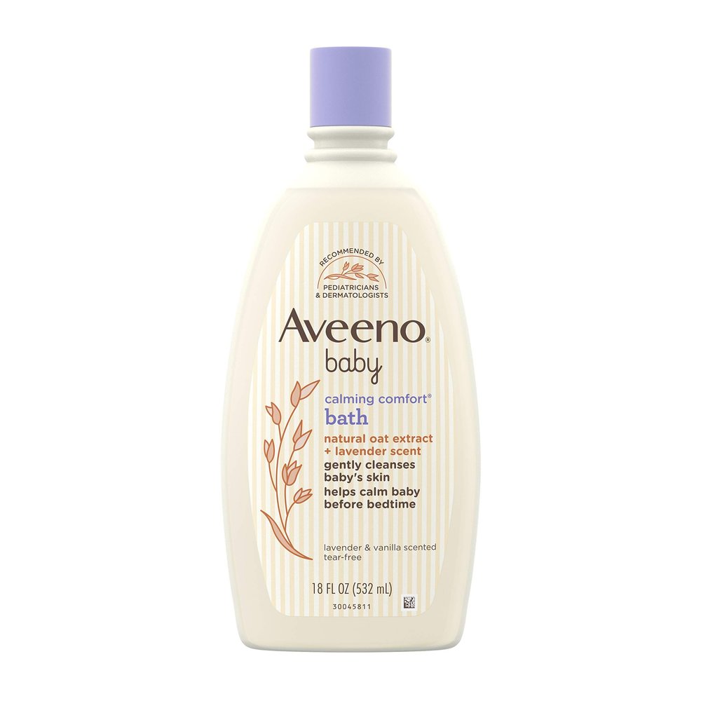 Aveeno Baby Calming Comfort Bath & Wash with Relaxing Lavender & Vanilla Scents & Natural Oat Extract, Hypoallergenic & Tear-Free Formula, Paraben-, Phthalate- & Soap-Free, 18 fl. oz