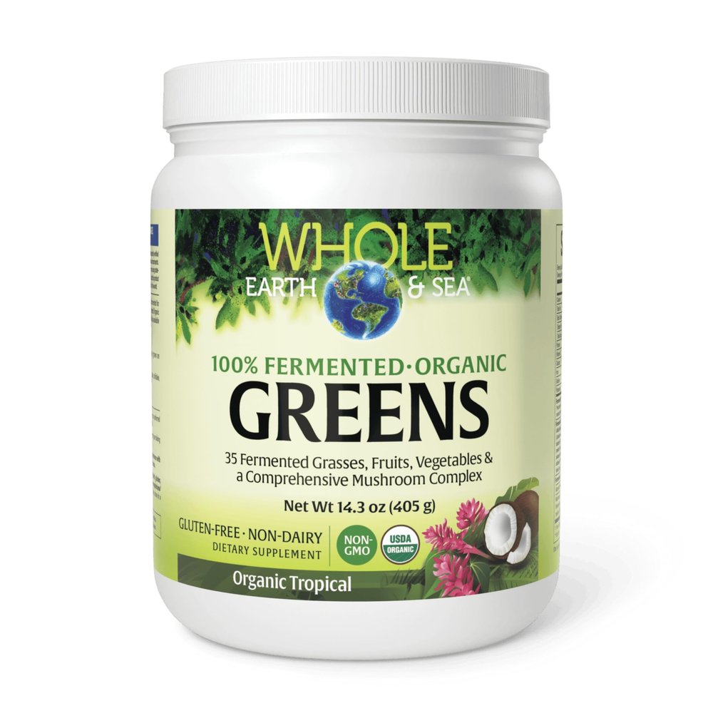 Whole Earth & Sea from Natural Factors, Organic Fermented Greens, Vegan Whole Food Supplement, Tropical, 14.3 Oz