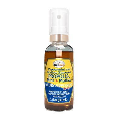 Beelife Propolis Throat Spray  Soothing Honey, Mint & Malva - Natural Immune Support & Sore Throat Relief, Antioxidants, Rich in Flavonoids & Artepillin C, No Sugar, Gluten-Free - 1-Pack, 30ml