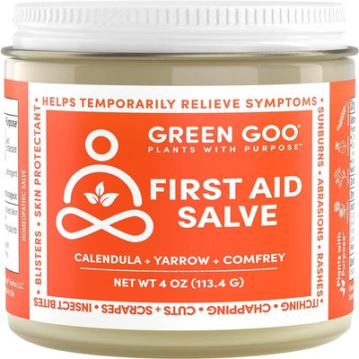 Green Goo First Aid Salve, All-Natural Cream for Healing Cuts, Scrapes, Blisters, Chafing, Sunburns & More, 4 Oz