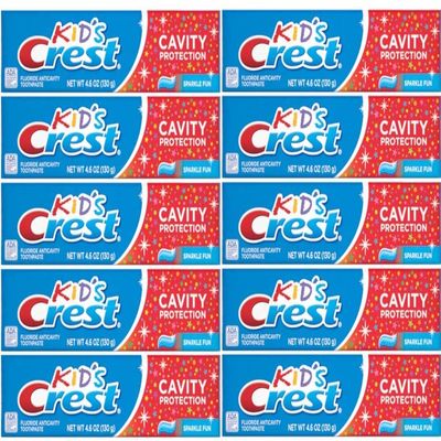 Crest Toothpaste for Kids, Cavity Protection Sparkle Fun 4.6 Ounces Each (Value Pack of 10)