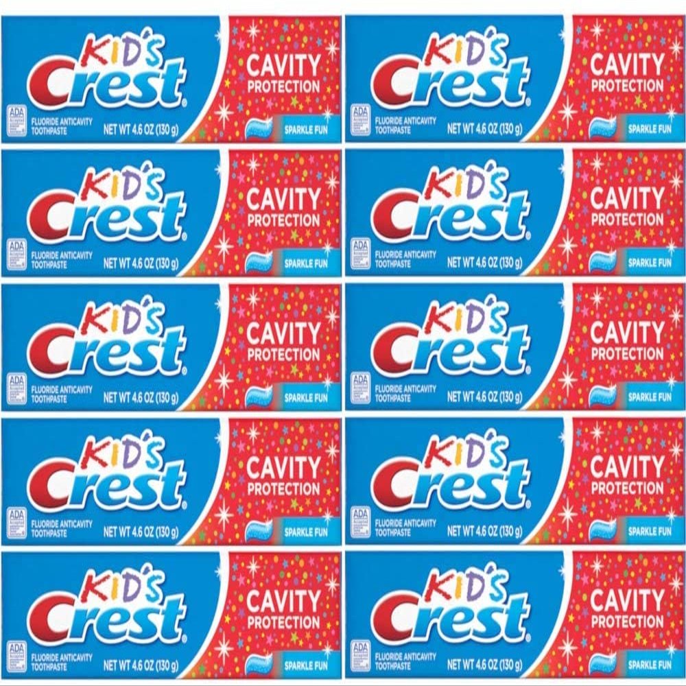 Crest Toothpaste for Kids, Cavity Protection Sparkle Fun 4.6 Ounces Each (Value Pack of 10)