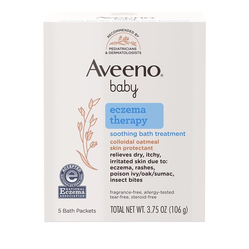 Aveeno Baby Eczema Therapy Soothing Bath Treatment for Relief of Dry, Itchy and Irritated Skin, Made with Soothing Natural Colloidal Oatmeal, 5 ct. ( Pack of 6)