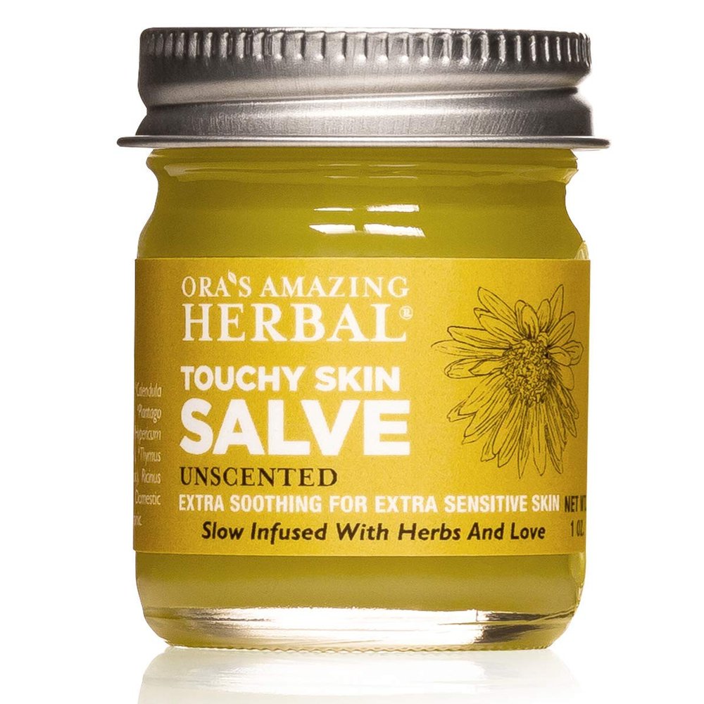 Ora's Amazing Herbal Touchy Skin Salve, Eczema Cream for Kids and Adults, Natural Sensitive Skin Treatment, Itch Cream, Calendula Ointment, Dry Skin Balm, Fragrance Free, 1 oz Travel Size