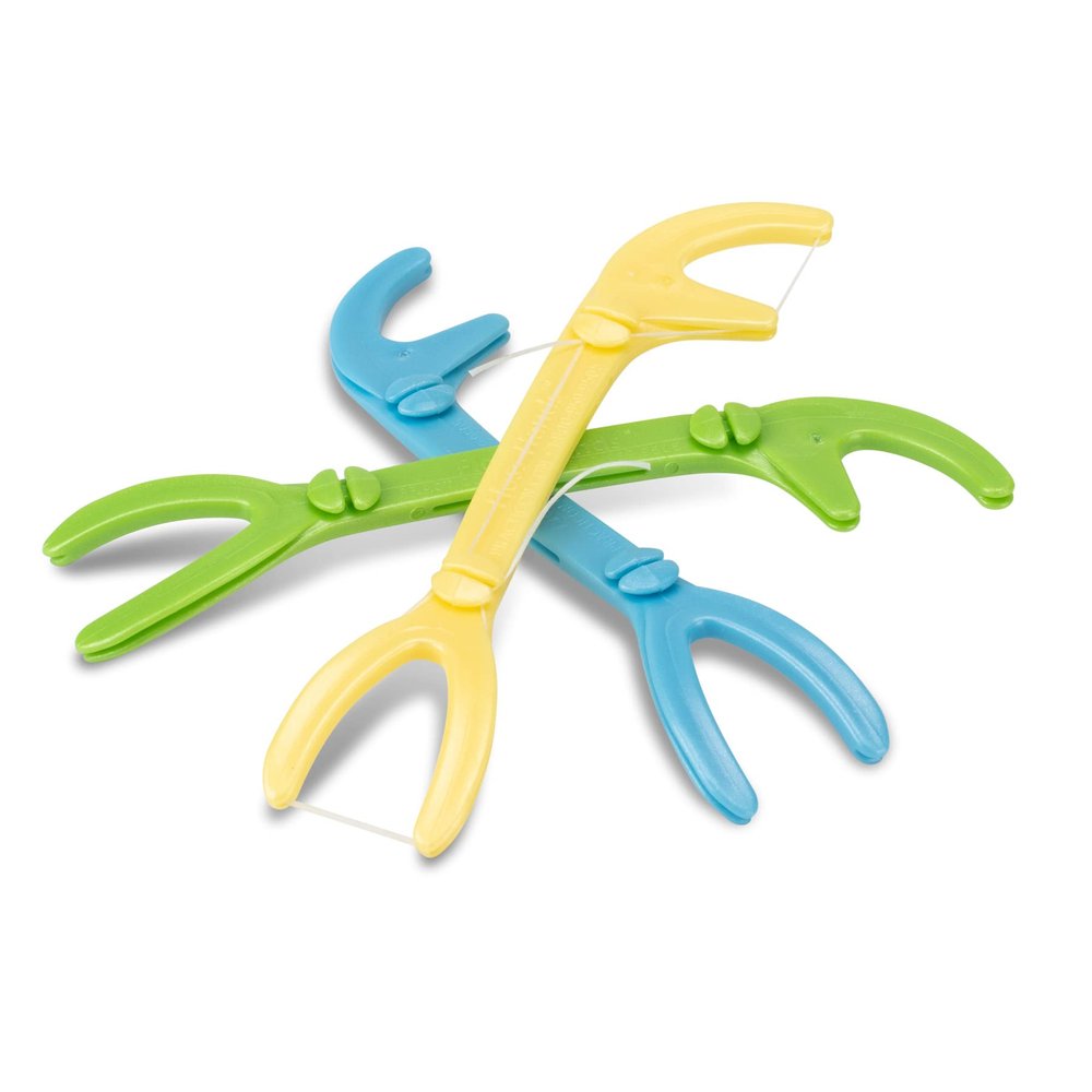 Practicon Floss-Hands, Reusable Dental Floss Holder, Two Angles at Once, Individually Packaged, Bulk Pack of 50