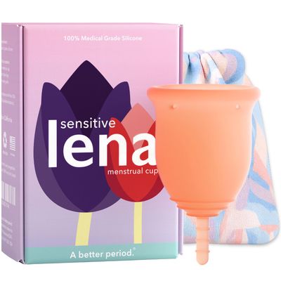 Lena Sensitive Menstrual Cup - Size Large - Ultra-Soft Reusable Silicone Period Cup for Sensitive Anatomy, 12-Hour Comfort, Gentle & Leak-Free Protection (LENA-COR-L)