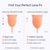 Lena Sensitive Menstrual Cup - Ultra-Soft Reusable Silicone Period Cup for Sensitive Anatomy, 12-Hour Comfort, Gentle & Leak-Free Protection - Coral, Small view 4