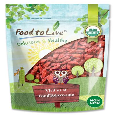 Food to Live Organic Goji Berries, 1 Pound - Sun Dried, Large and Juicy, Non-GMO, Raw, Vegan, Sirtfood, Bulk