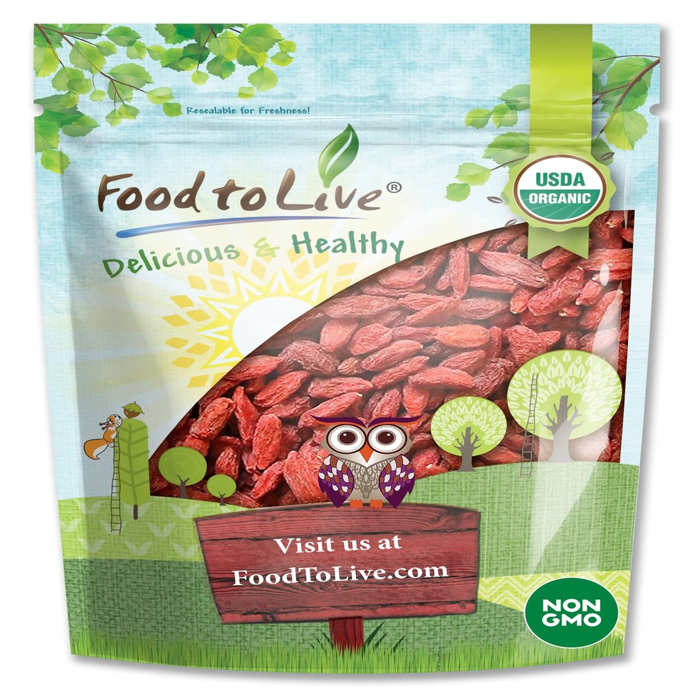 Food to Live Organic Goji Berries, 1 Pound - Sun Dried, Large and Juicy, Non-GMO, Raw, Vegan, Sirtfood, Bulk