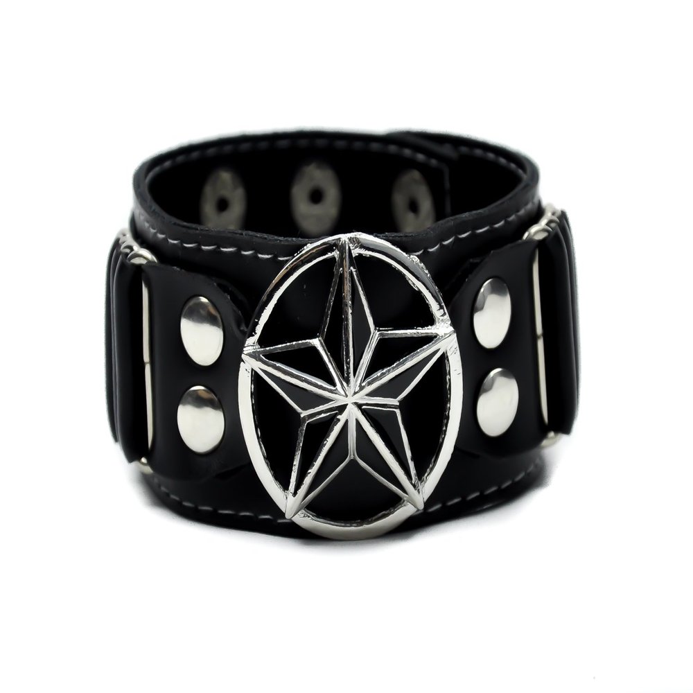 Black Inlay Nautical Star Wristband by Dysfunctional Doll