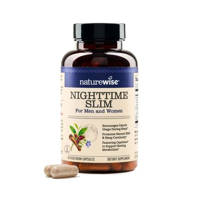 Naturewise Nighttime Fitness Support Supplement & Natural Sleep Aid with Cayenne Extract, Green Coffee Bean, GABA, L-Theanine - Vegetarian, Non-GMO - 60 Capsules[1-Month Supply]