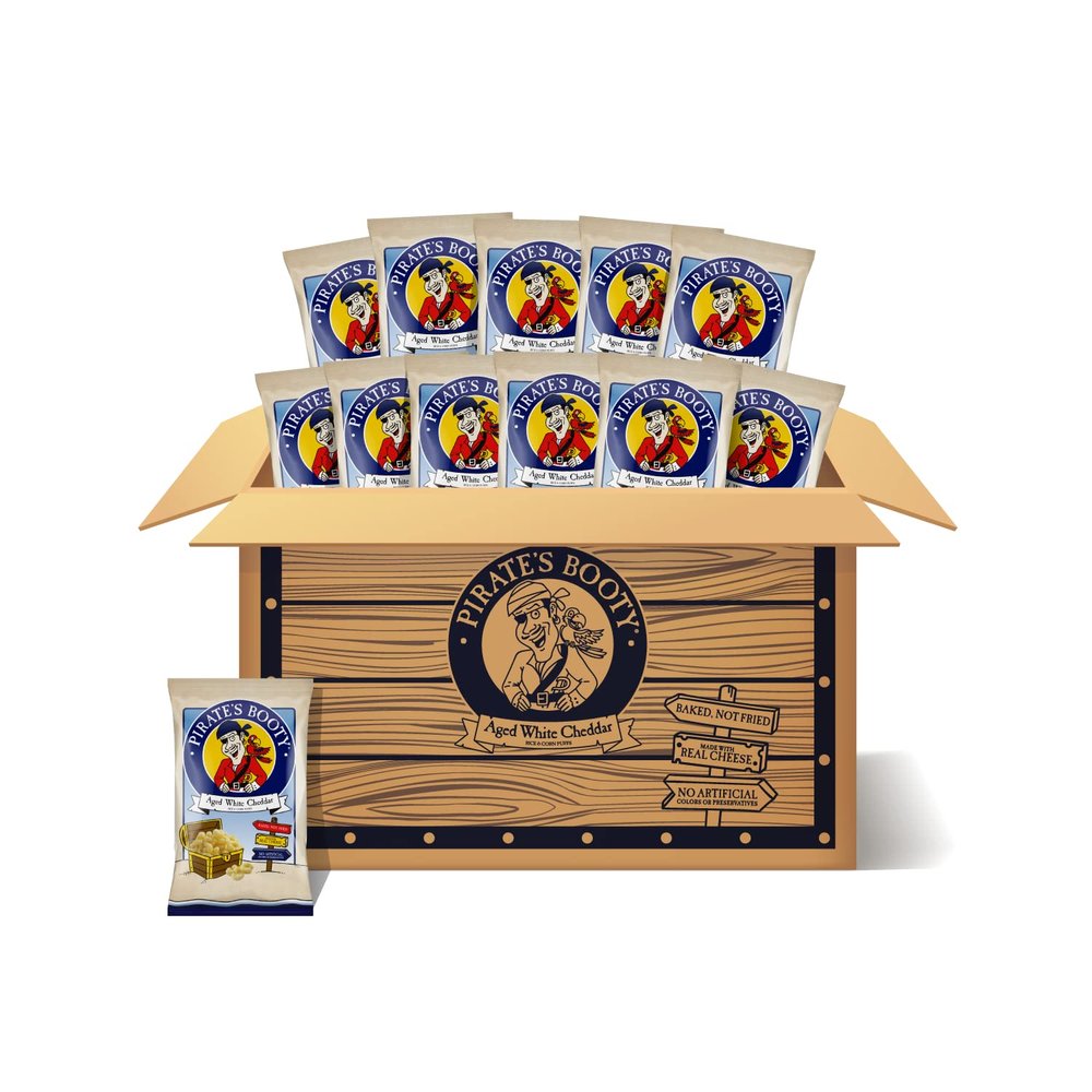 Pirate's Booty Aged White Cheddar Cheese Puffs, Gluten-Free, Kids Snacks, 1oz (12ct)