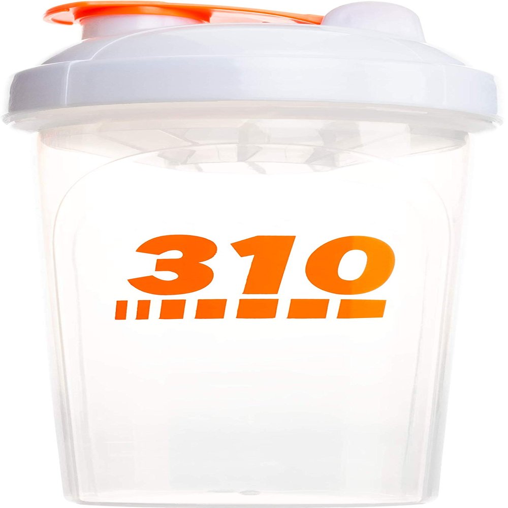 310 Nutrition Protein Shaker Bottle Meal Replacement Blender Cup For Mixing Protein Powders, Lemonade Mix, And Pre Workout (Clear w/White Lid)