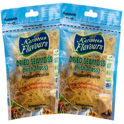 Dried Sea Moss (3 Oz (pack of 2)) - Caribbean Superfood - Wildcrafted Seedstock - Ethically Harvested - Makes 4 Quarts Gel