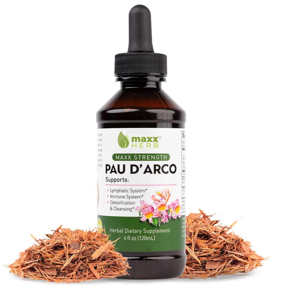 Maxx Herb PAU D'Arco Tincture - Max Strength PAU D Arco Extract for Immune Support, Taheebo Tea Inner Bark Absorbs Better Than PAU Darco Capsules  4 Oz Bottle (60 Servings)