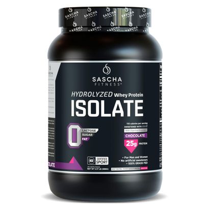 SASCHA FITNESS Hydrolyzed Whey Protein Isolate,100% Grass-Fed (2 Pound,Chocolate)