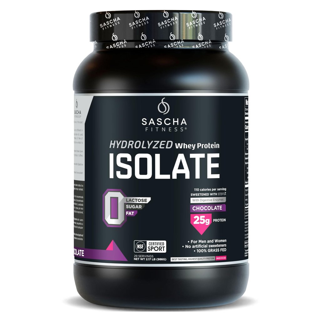 SASCHA FITNESS Hydrolyzed Whey Protein Isolate,100% Grass-Fed (2 Pound,Chocolate)